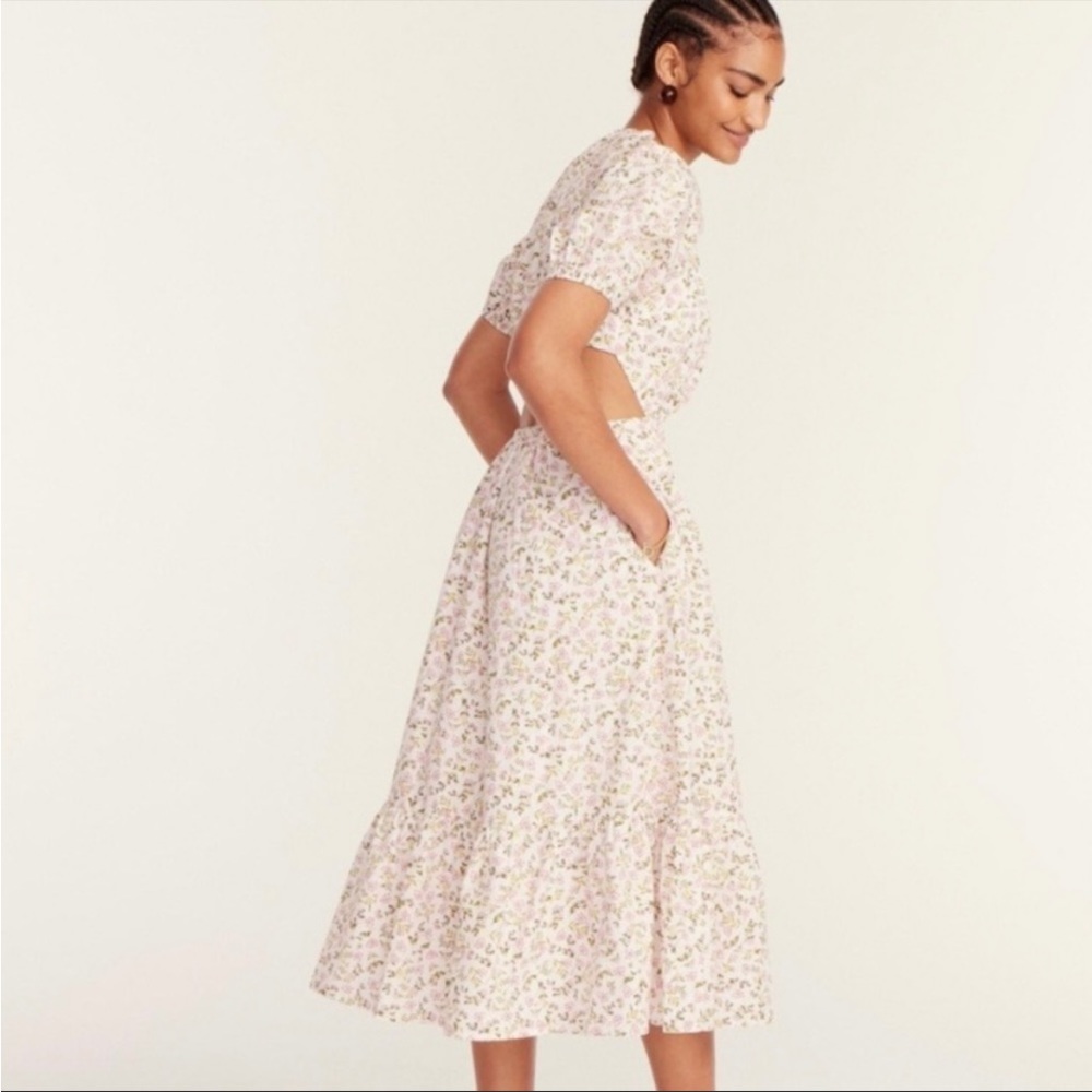 J. Crew side-cutout poplin dress in Meadow Floral print